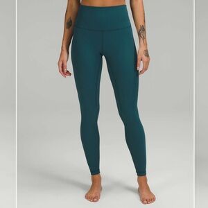High-Waist Ribbed Leggings - Teal